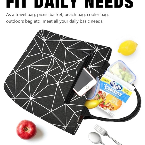 Chic Black Geometric Tote Bag - Picture 5 of 13